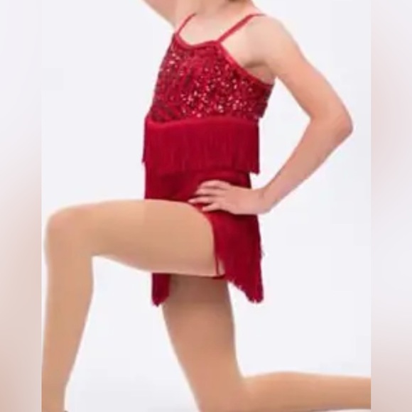 Red fringe jazz costume. Child medium. - Picture 1 of 3
